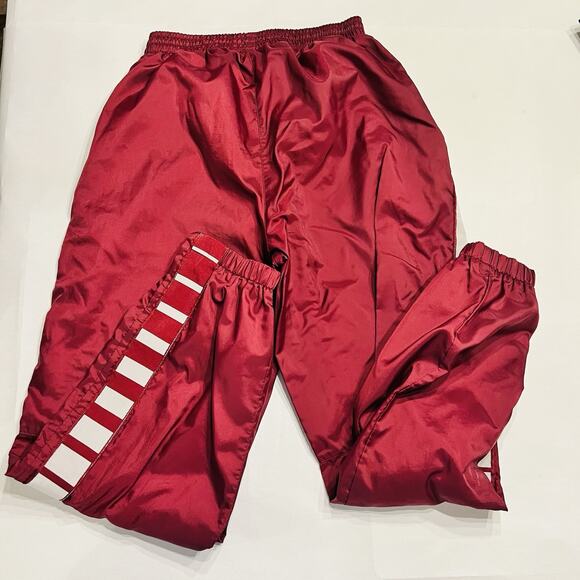 Vintage Adidas Team Men’s Pants L Maroon Track Nylon Lined Zip Ankle - Picture 2 of 6